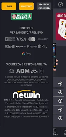 netwin metodi di pagamento